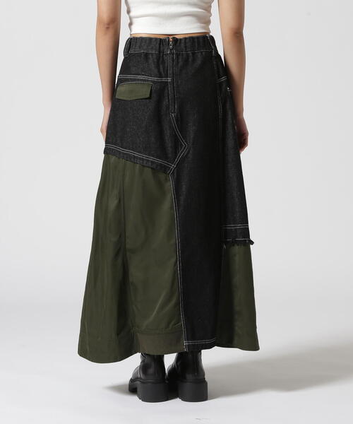 AULA AILA 切り替えデザインスカート AULA AILA】DENIM COMBINATION PLEATS SKIRT | nou