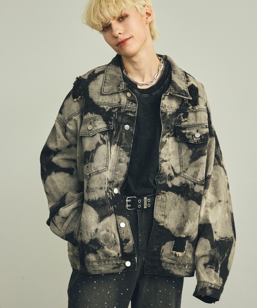 【セール】オーバーサイズリラックスフィットマーブルウォッシュデニムジャケット（デニムジャケット）｜Shoowtime（ショウタイム）
