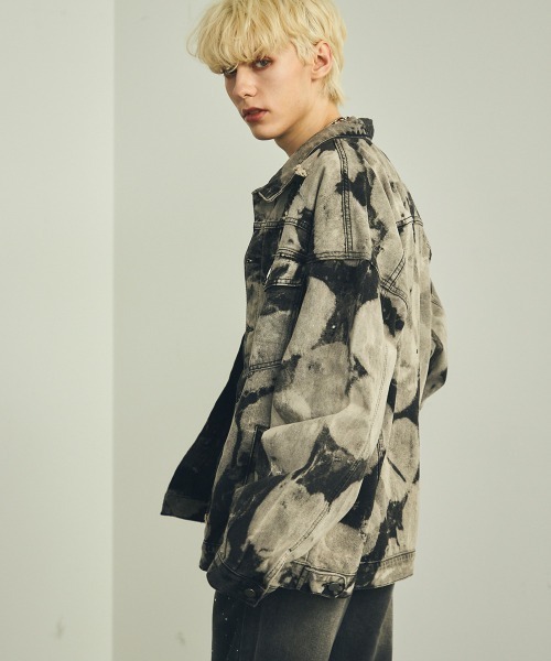 【セール】オーバーサイズリラックスフィットマーブルウォッシュデニムジャケット（デニムジャケット）｜Shoowtime（ショウタイム）