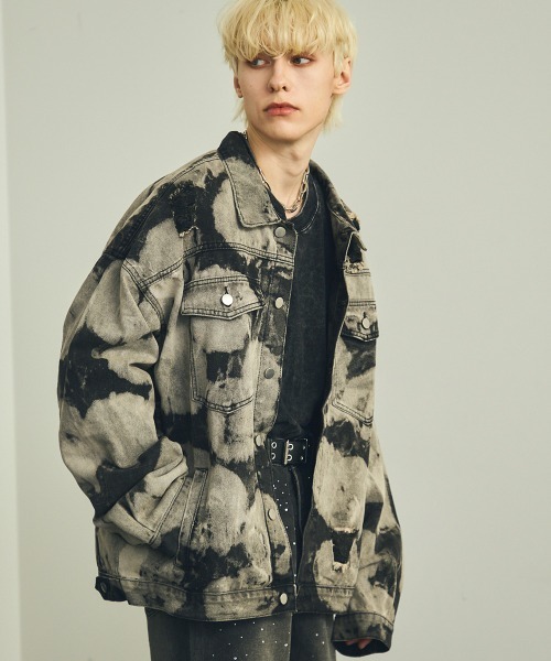 【セール】オーバーサイズリラックスフィットマーブルウォッシュデニムジャケット（デニムジャケット）｜Shoowtime（ショウタイム）