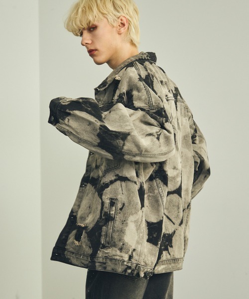【セール】オーバーサイズリラックスフィットマーブルウォッシュデニムジャケット（デニムジャケット）｜Shoowtime（ショウタイム）