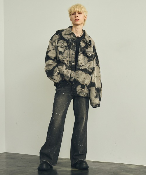 【セール】オーバーサイズリラックスフィットマーブルウォッシュデニムジャケット（デニムジャケット）｜Shoowtime（ショウタイム）