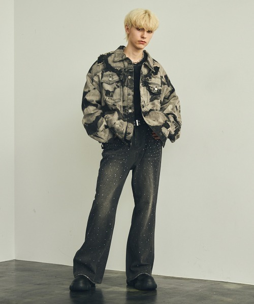 【セール】オーバーサイズリラックスフィットマーブルウォッシュデニムジャケット（デニムジャケット）｜Shoowtime（ショウタイム）