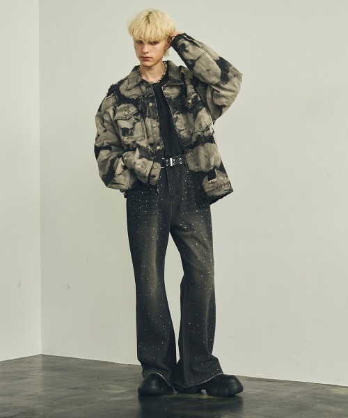 【セール】オーバーサイズリラックスフィットマーブルウォッシュデニムジャケット（デニムジャケット）｜Shoowtime（ショウタイム）