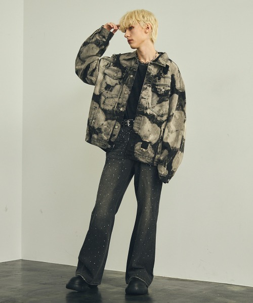 【セール】オーバーサイズリラックスフィットマーブルウォッシュデニムジャケット（デニムジャケット）｜Shoowtime（ショウタイム）