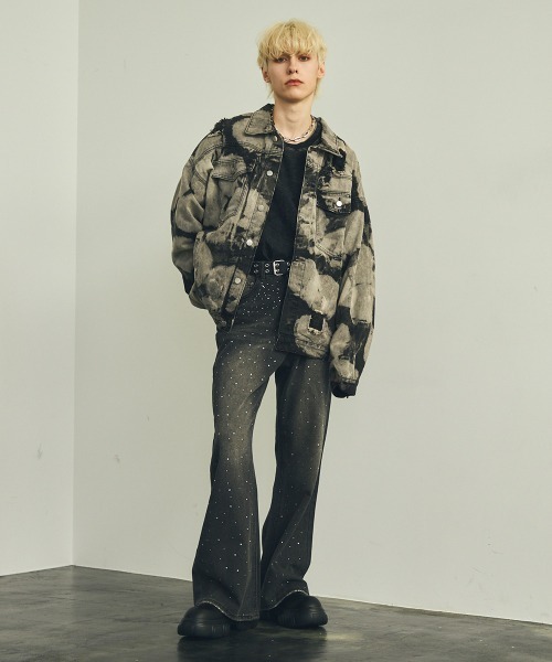 【セール】オーバーサイズリラックスフィットマーブルウォッシュデニムジャケット（デニムジャケット）｜Shoowtime（ショウタイム）