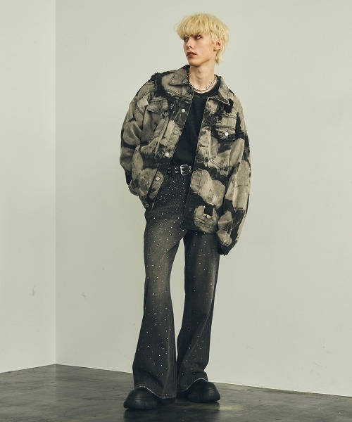 【セール】オーバーサイズリラックスフィットマーブルウォッシュデニムジャケット（デニムジャケット）｜Shoowtime（ショウタイム）