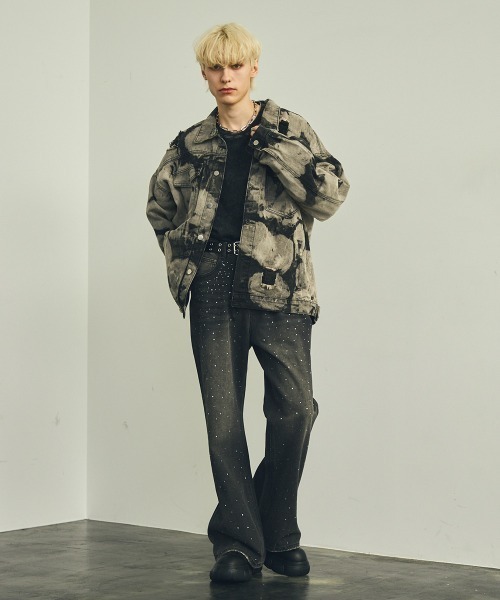 【セール】オーバーサイズリラックスフィットマーブルウォッシュデニムジャケット（デニムジャケット）｜Shoowtime（ショウタイム）