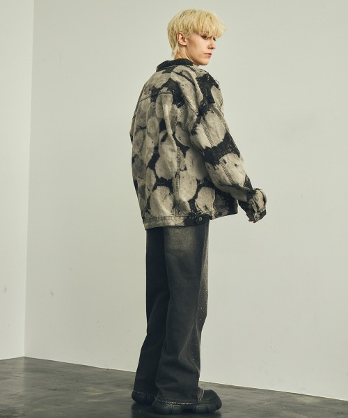 【セール】オーバーサイズリラックスフィットマーブルウォッシュデニムジャケット（デニムジャケット）｜Shoowtime（ショウタイム）