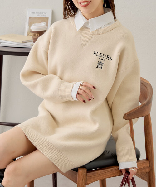 Chico(チコ)の「【3色展開】衿取外しロゴジャガードワンピース(ワンピース・レディース・ブラック/アイボリー/グレー・FREE)」の8枚目の写真