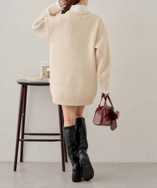 セール】【3色展開】衿取外しロゴジャガードワンピース（ワンピース