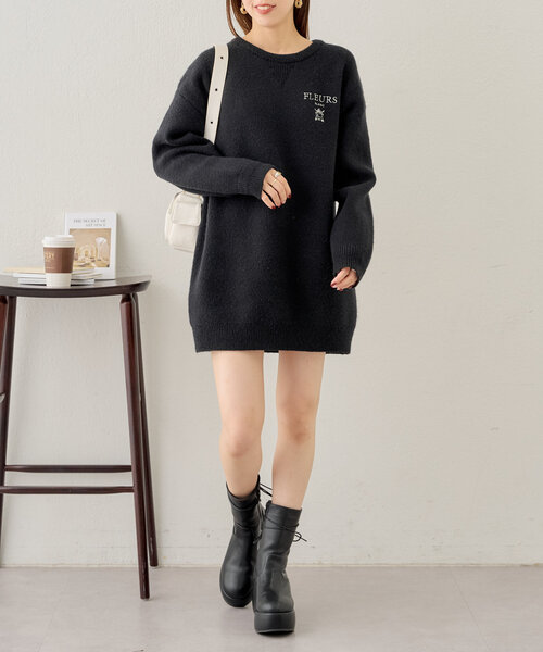 Chico（チコ）の「【3色展開】衿取外しロゴジャガードワンピース