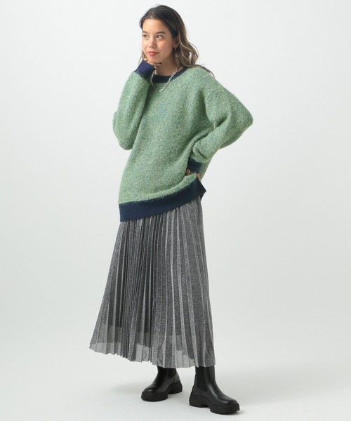 BAYFLOW（ベイフロー）の「ミックスヤーンバイカラーニット（ニット/セーター・レディース・オフホワイト/ライトグリーン/ピンク/チャコール・FREE）」の16枚目の写真