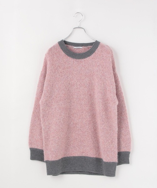 コーヘン　ミックスヤーン　バイカラーセーター　ピンク　ニット　長袖　コットン セール】ミックスヤーンバイカラーニット（ニット/セーター）｜BAYFLOW