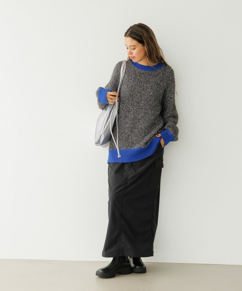 BAYFLOW（ベイフロー）の「ミックスヤーンバイカラーニット（ニット/セーター・レディース・オフホワイト/ライトグリーン/ピンク/チャコール・FREE）」の12枚目の写真