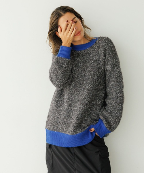 BAYFLOW（ベイフロー）の「ミックスヤーンバイカラーニット（ニット/セーター・レディース・オフホワイト/ライトグリーン/ピンク/チャコール・FREE）」の13枚目の写真