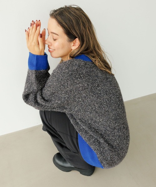 BAYFLOW（ベイフロー）の「ミックスヤーンバイカラーニット（ニット/セーター・レディース・オフホワイト/ライトグリーン/ピンク/チャコール・FREE）」の14枚目の写真