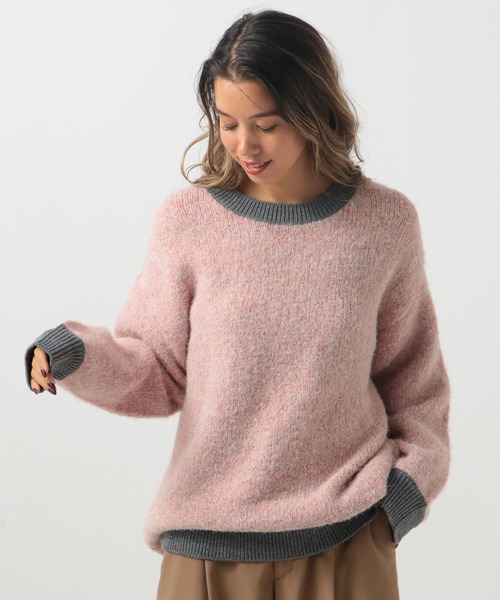 BAYFLOW（ベイフロー）の「ミックスヤーンバイカラーニット（ニット/セーター・レディース・オフホワイト/ライトグリーン/ピンク/チャコール・FREE）」の9枚目の写真