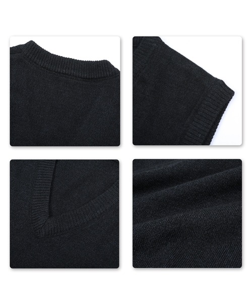 Cloudstyle(クラウドスタイル)の「【Cloudstyle】Vネック ニットベスト(ベスト・メンズ・ダークグレー/ネイビー/ブラック/グレー/ライトグレー・XX-LARGE/XXX-LARGE/X-LARGE/MEDIUM/LARGE)」の7枚目の写真