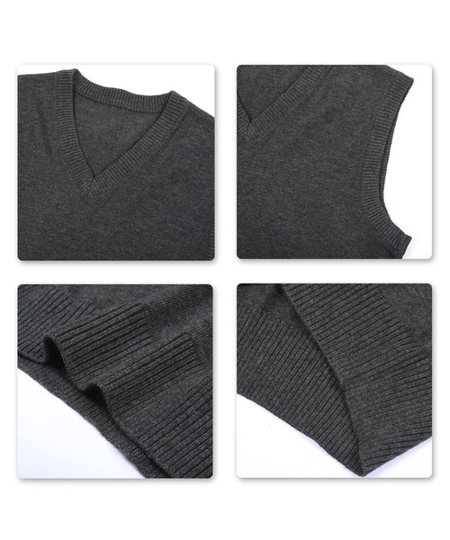 Cloudstyle(クラウドスタイル)の「【Cloudstyle】Vネック ニットベスト(ベスト・メンズ・ダークグレー/ネイビー/ブラック/グレー/ライトグレー・XX-LARGE/XXX-LARGE/X-LARGE/MEDIUM/LARGE)」の12枚目の写真