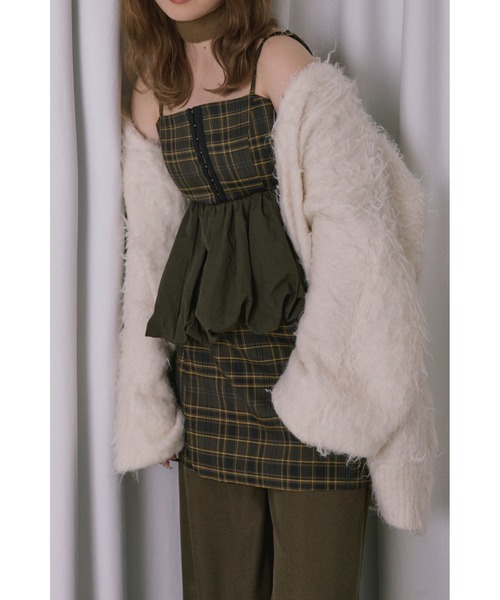 loin nuit(ロワンニュイ)の「plaid pattern balloon tops / プラッドパターンバルーントップス(キャミソール・レディース・ブラウン/カーキ・FREE)」の14枚目の写真