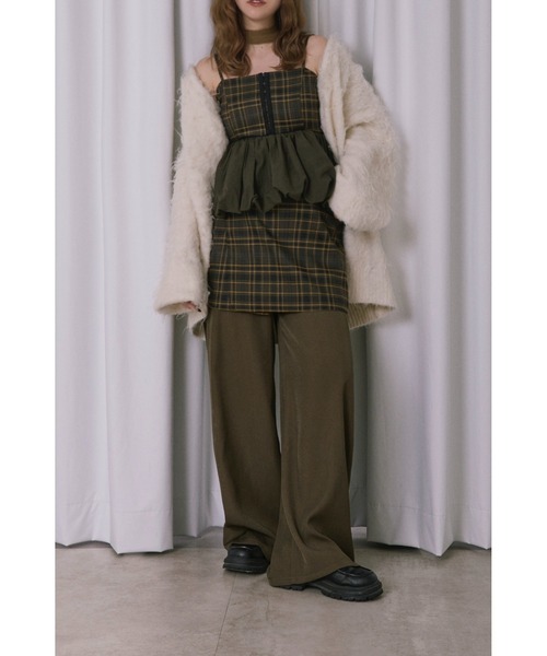 loin nuit(ロワンニュイ)の「plaid pattern balloon tops / プラッドパターンバルーントップス(キャミソール・レディース・ブラウン/カーキ・FREE)」の15枚目の写真