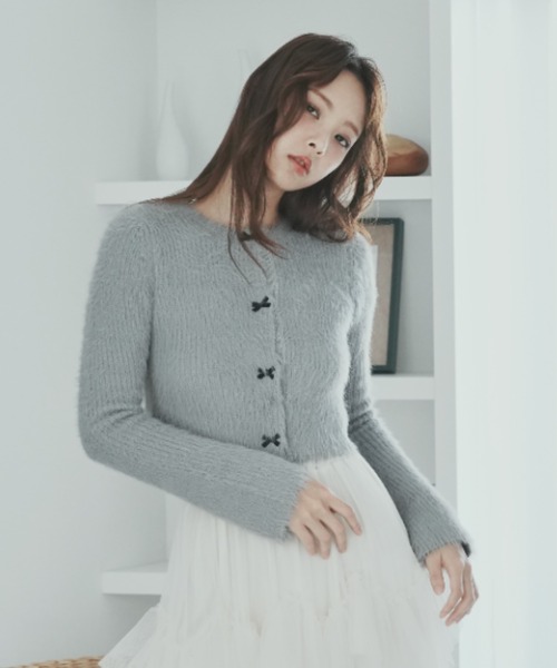 リボンシャギーカーディガン（カーディガン/ボレロ）｜Lallana