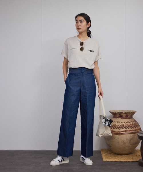 SALON adam et ropé コットンライクスタイルアップパンツ SALON adam et rope'｜コットンライクスタイルアップパンツ
