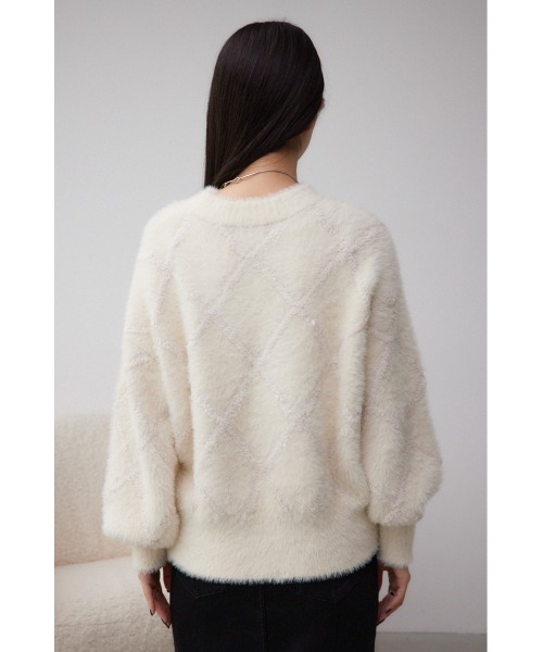 AZUL by moussy（アズールバイマウジー）の「シャギーチェックニットトップス（ニット/セーター・レディース・ダークグレー/アイボリー/ライトグレー・FREE）」の9枚目の写真