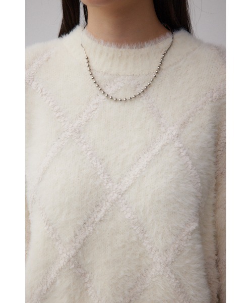 AZUL by moussy（アズールバイマウジー）の「シャギーチェックニットトップス（ニット/セーター・レディース・ダークグレー/アイボリー/ライトグレー・FREE）」の10枚目の写真