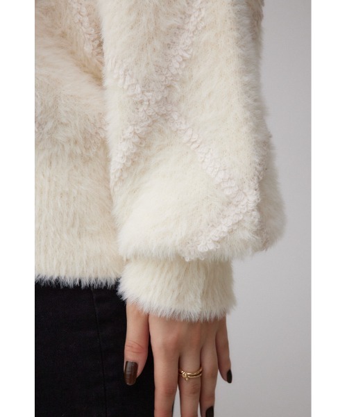 AZUL by moussy（アズールバイマウジー）の「シャギーチェックニットトップス（ニット/セーター・レディース・ダークグレー/アイボリー/ライトグレー・FREE）」の12枚目の写真