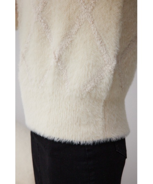 AZUL by moussy（アズールバイマウジー）の「シャギーチェックニットトップス（ニット/セーター・レディース・ダークグレー/アイボリー/ライトグレー・FREE）」の14枚目の写真