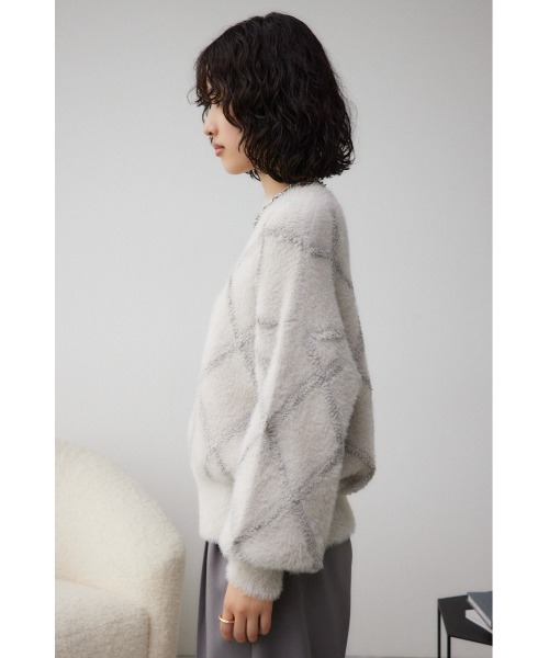AZUL by moussy（アズールバイマウジー）の「シャギーチェックニットトップス（ニット/セーター・レディース・ダークグレー/アイボリー/ライトグレー・FREE）」の19枚目の写真