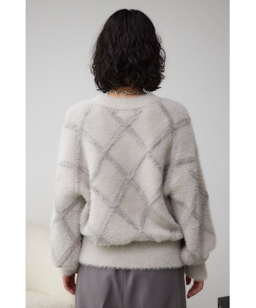 AZUL by moussy（アズールバイマウジー）の「シャギーチェックニットトップス（ニット/セーター・レディース・ダークグレー/アイボリー/ライトグレー・FREE）」の20枚目の写真