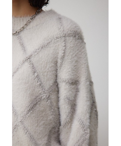 AZUL by moussy（アズールバイマウジー）の「シャギーチェックニットトップス（ニット/セーター・レディース・ダークグレー/アイボリー/ライトグレー・FREE）」の22枚目の写真