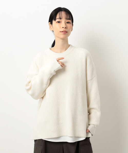 ONIGIRI（オニギリ）の「片畦　ＢＩＧニット　プルオーバー（ニット/セーター・レディース・オフホワイト/サックスブルー/ネイビー・FREE）」の5枚目の写真