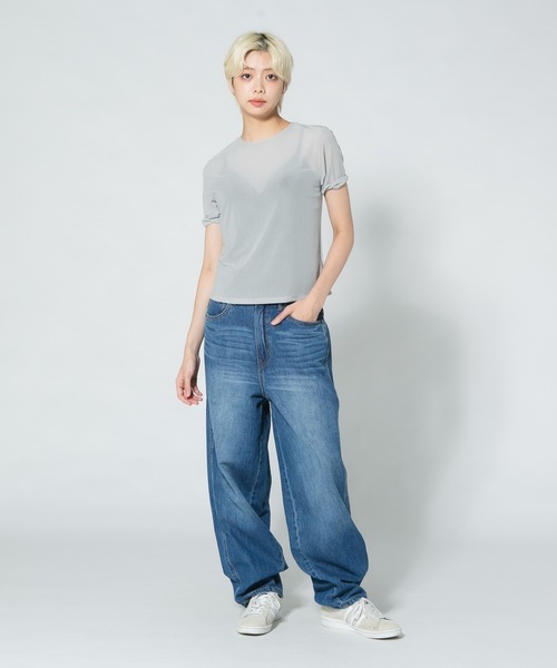 PERSON'S(パーソンズ)の「【PERSON'S JEANS/パーソンズジーンズ】BARREL パーソンズ バレル カーブ ライン パンツ(デニムパンツ・レディース・ネイビー/サックスブルー/ブルー・SMALL/LARGE/MEDIUM)」の11枚目の写真