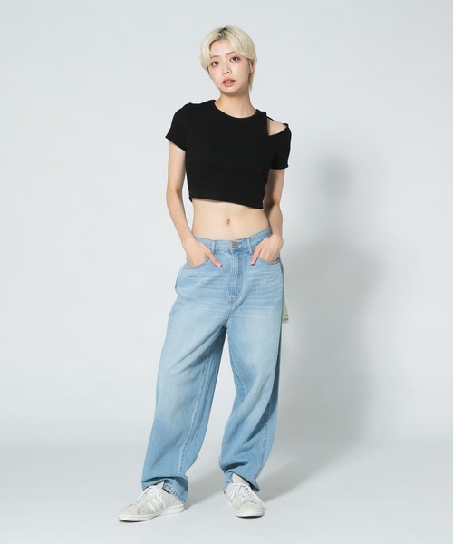 PERSON'S(パーソンズ)の「【PERSON'S JEANS/パーソンズジーンズ】BARREL パーソンズ バレル カーブ ライン パンツ(デニムパンツ・レディース・ネイビー/サックスブルー/ブルー・SMALL/LARGE/MEDIUM)」の8枚目の写真