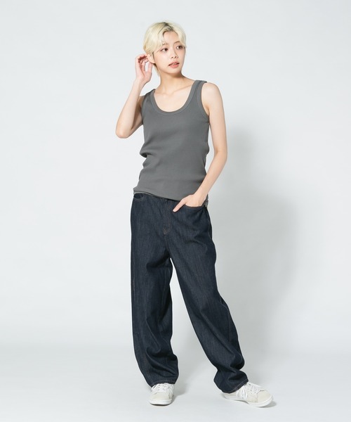 PERSON'S(パーソンズ)の「【PERSON'S JEANS/パーソンズジーンズ】BARREL パーソンズ バレル カーブ ライン パンツ(デニムパンツ・レディース・ネイビー/サックスブルー/ブルー・SMALL/LARGE/MEDIUM)」の4枚目の写真