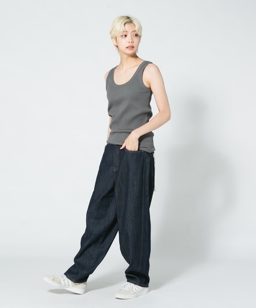 PERSON'S(パーソンズ)の「【PERSON'S JEANS/パーソンズジーンズ】BARREL パーソンズ バレル カーブ ライン パンツ(デニムパンツ・レディース・ネイビー/サックスブルー/ブルー・SMALL/LARGE/MEDIUM)」の5枚目の写真