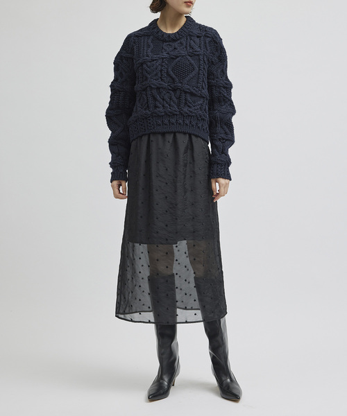 ROPE'(ロペ)の「シアードットIラインスカート(スカート・レディース・ブラック・38/36)」の2枚目の写真