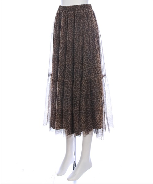 clear（クリア）の「レオパード柄チュールロングスカート[ヒョウ柄　アニマル　低身長用サイズ有] ≪2024AW新作≫（スカート・レディース・ブラウン/グレー・F/XS）」の10枚目の写真