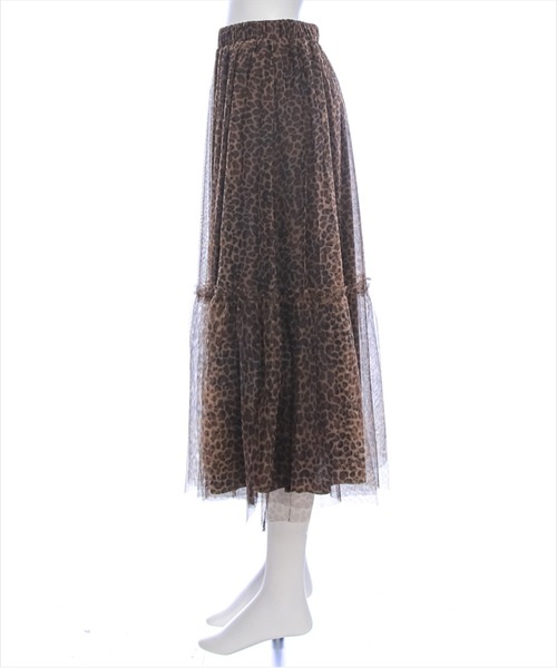 clear（クリア）の「レオパード柄チュールロングスカート[ヒョウ柄