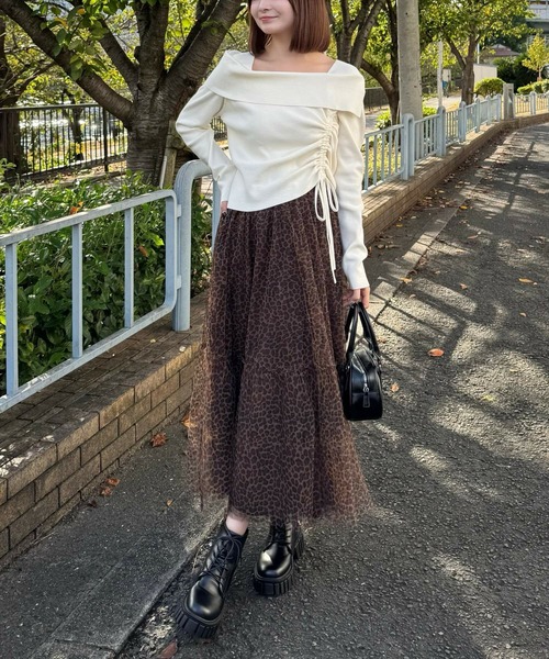 clear（クリア）の「レオパード柄チュールロングスカート[ヒョウ柄　アニマル　低身長用サイズ有] ≪2024AW新作≫（スカート・レディース・ブラウン/グレー・F/XS）」の3枚目の写真