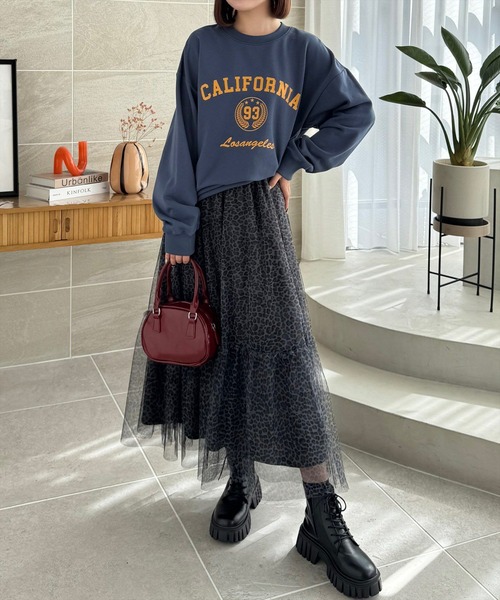 clear（クリア）の「レオパード柄チュールロングスカート[ヒョウ柄