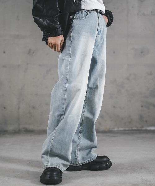 Shoowtime(ショウタイム)の「Wide straight vintage washed denim pants / ワイドストレートヴィンテージウォッシュデニムパンツ(デニムパンツ・メンズ・ブラック系/ブルー系/ブルー/ライトブルー・MEDIUM/LARGE/X-LARGE/XX-LARGE/SMALL)」の16枚目の写真