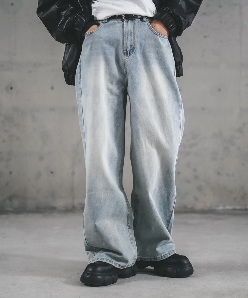 Shoowtime(ショウタイム)の「Wide straight vintage washed denim pants / ワイドストレートヴィンテージウォッシュデニムパンツ(デニムパンツ・メンズ・ブラック系/ブルー系/ブルー/ライトブルー・MEDIUM/LARGE/X-LARGE/XX-LARGE/SMALL)」の17枚目の写真