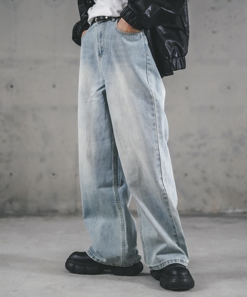 Shoowtime(ショウタイム)の「Wide straight vintage washed denim pants / ワイドストレートヴィンテージウォッシュデニムパンツ(デニムパンツ・メンズ・ブラック系/ブルー系/ブルー/ライトブルー・MEDIUM/LARGE/X-LARGE/XX-LARGE/SMALL)」の18枚目の写真