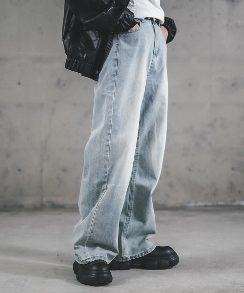 Shoowtime(ショウタイム)の「Wide straight vintage washed denim pants / ワイドストレートヴィンテージウォッシュデニムパンツ(デニムパンツ・メンズ・ブラック系/ブルー系/ブルー/ライトブルー・MEDIUM/LARGE/X-LARGE/XX-LARGE/SMALL)」の19枚目の写真