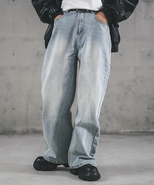 Shoowtime(ショウタイム)の「Wide straight vintage washed denim pants / ワイドストレートヴィンテージウォッシュデニムパンツ(デニムパンツ・メンズ・ブラック系/ブルー系/ブルー/ライトブルー・MEDIUM/LARGE/X-LARGE/XX-LARGE/SMALL)」の20枚目の写真